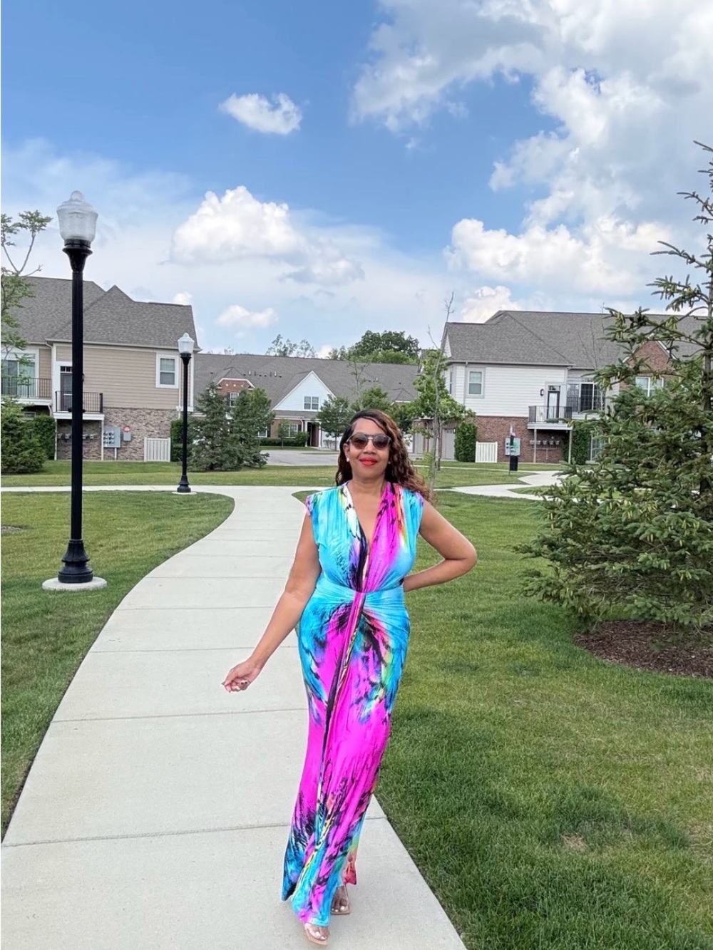 Vibrant Tie-Dye Maxi Dress - Pink & Blue